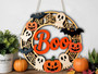 Cute Spooky Halloween Boo Sign With Ghosts Bats Pumpkins And Spiderwebs For Indoor Or Outdoor Door DéCor