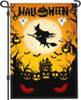 Halloween Garden Flag – Double-Sided Witch & Pumpkin Yard Sign for Spooky Decor