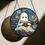 Halloween Ghost Reading Book Stained Glass Suncatcher - Perfect For Book Lovers And Library DéCor