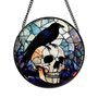 Halloween Raven And Skeleton Stained Glass Suncatcher - Spooky Window DéCor For Home
