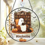 Cute Ghost Reading Book Suncatcher - Personalized Indoor Decor For Book Lovers At Halloween