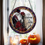 Personalized Skeleton Couple Stained Glass Suncatcher - Gothic Wedding Halloween Decor