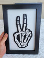 Layered Skeleton Peace And Love Sign For Halloween Decor - Wood And Acrylic Art Piece