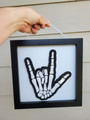 Layered Skeleton Peace And Love Sign For Halloween Decor - Wood And Acrylic Art Piece