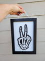 Layered Skeleton Peace And Love Sign For Halloween Decor - Wood And Acrylic Art Piece
