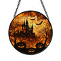 Spooky Witcher Castle Window Hanging - Halloween Witch Stained Glass Suncatcher For Seasonal DéCor