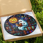 Adorable Halloween Ghost Reading Suncatcher For Book Lovers - Cute Library Window Hanging Decor