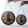 Gothic Black Cat Halloween Stained Glass Suncatcher - Witchy Fall Window Decoration For Women