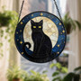 Black Cat Suncatcher For Halloween | Stained Glass Window Art Gift For Cat Lovers | Spooky Home Decor