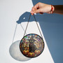 Gothic Black Cat Halloween Stained Glass Suncatcher - Witchy Fall Window Decoration For Women