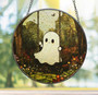 Charming Ghost Swing Stained Glass Suncatcher For Halloween | Spooky Cute Decoration For Ghost Lovers