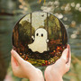 Charming Ghost Swing Stained Glass Suncatcher For Halloween | Spooky Cute Decoration For Ghost Lovers