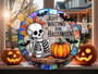 Just Waiting For Halloween - Funny Personalized Skeleton Suncatcher - Spooky Gothic Pumpkin Ornament For Fall Decor