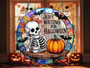 Just Waiting For Halloween - Funny Personalized Skeleton Suncatcher - Spooky Gothic Pumpkin Ornament For Fall Decor
