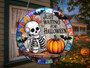 Just Waiting For Halloween - Funny Personalized Skeleton Suncatcher - Spooky Gothic Pumpkin Ornament For Fall Decor