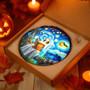 Starry Night Ghost Reading Stained Glass Suncatcher For Book Lovers - Halloween Decor Gift