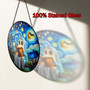 Starry Night Ghost Reading Stained Glass Suncatcher For Book Lovers - Halloween Decor Gift
