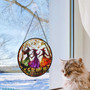 Halloween Witch Stained Glass Suncatcher - Feminist Window Decor For Dark Fantasy Homes