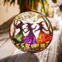 Halloween Witch Stained Glass Suncatcher - Feminist Window Decor For Dark Fantasy Homes