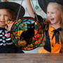 Halloween Window Hanging Suncatcher With Black Cat & Ghost Design For Home & Cafe Decor, 8in