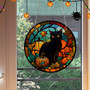 Halloween Window Hanging Suncatcher With Black Cat & Ghost Design For Home & Cafe Decor, 8in