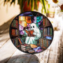 Ghost Reading Book Suncatcher For Halloween - Cute Spooky Library Window Hanging - Book Lover's Halloween Decor
