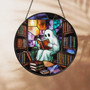 Ghost Reading Book Suncatcher For Halloween - Cute Spooky Library Window Hanging - Book Lover's Halloween Decor