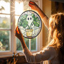 Cute Ghost And Monstera Stained Glass Suncatcher For Halloween - Gift For Plant Lovers And Mom