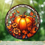 Charming Fall Pumpkin Stained Glass Suncatcher For Halloween DéCor