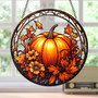 Charming Fall Pumpkin Stained Glass Suncatcher For Halloween DéCor