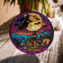 Personalized Halloween Witch Pumpkin Stained Glass Suncatcher For Window Decorations With Moon Castle Bat Pattern
