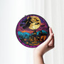 Personalized Halloween Witch Pumpkin Stained Glass Suncatcher For Window Decorations With Moon Castle Bat Pattern