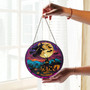 Personalized Halloween Witch Pumpkin Stained Glass Suncatcher For Window Decorations With Moon Castle Bat Pattern