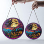 Personalized Halloween Witch Pumpkin Stained Glass Suncatcher For Window Decorations With Moon Castle Bat Pattern