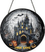 Halloween Ghost Family Stained Glass Suncatcher: Witch Pumpkin & Bat Window Decor For Halloween