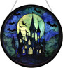 Spooky Haunted Castle Stained Glass Suncatcher - Personalized Halloween Window Decoration For Indoor Room