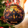 Hand Painted Personalized Halloween Suncatcher For Patio & Garden DéCor With Cat, Bat & Ghost Themes