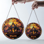 Hand Painted Personalized Halloween Suncatcher For Patio & Garden DéCor With Cat, Bat & Ghost Themes