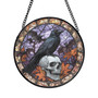 Raven Skull Halloween Stained Glass Suncatcher - Gothic Window Art For Spooky Fall DéCor And Horror Fans
