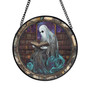 Spooky Ghost Reading Stained Glass Suncatcher - Halloween Library Art For Book Lovers