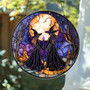 Spooky Witch Halloween Window Stained Glass Suncatcher For Gothic Decor