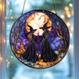 Spooky Witch Halloween Window Stained Glass Suncatcher For Gothic Decor