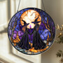 Spooky Witch Halloween Window Stained Glass Suncatcher For Gothic Decor