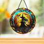Witchy Moon Stained Glass Suncatcher For Window - Spooky Halloween Decor