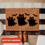 Cat Ghost Doormat For Halloween – Outdoor Coir Decor For Cat Moms