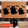 Cat Ghost Doormat For Halloween – Outdoor Coir Decor For Cat Moms