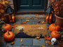 Halloween Spirit Ghost House Doormat - Welcome Mat With Pumpkins | Funny Recycled Rubber Halloween Decor