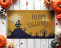 Halloween Spirit Ghost House Doormat - Welcome Mat With Pumpkins | Funny Recycled Rubber Halloween Decor