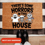 There's Some Horror In This House Halloween Doormat - Spooky Front Door Mat For Halloween Decor