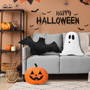 3-Piece Halloween Pillow Set With Pumpkin Ghost Bat Shaped Throw Pillows In Crystal Velvet For Couch And Bed